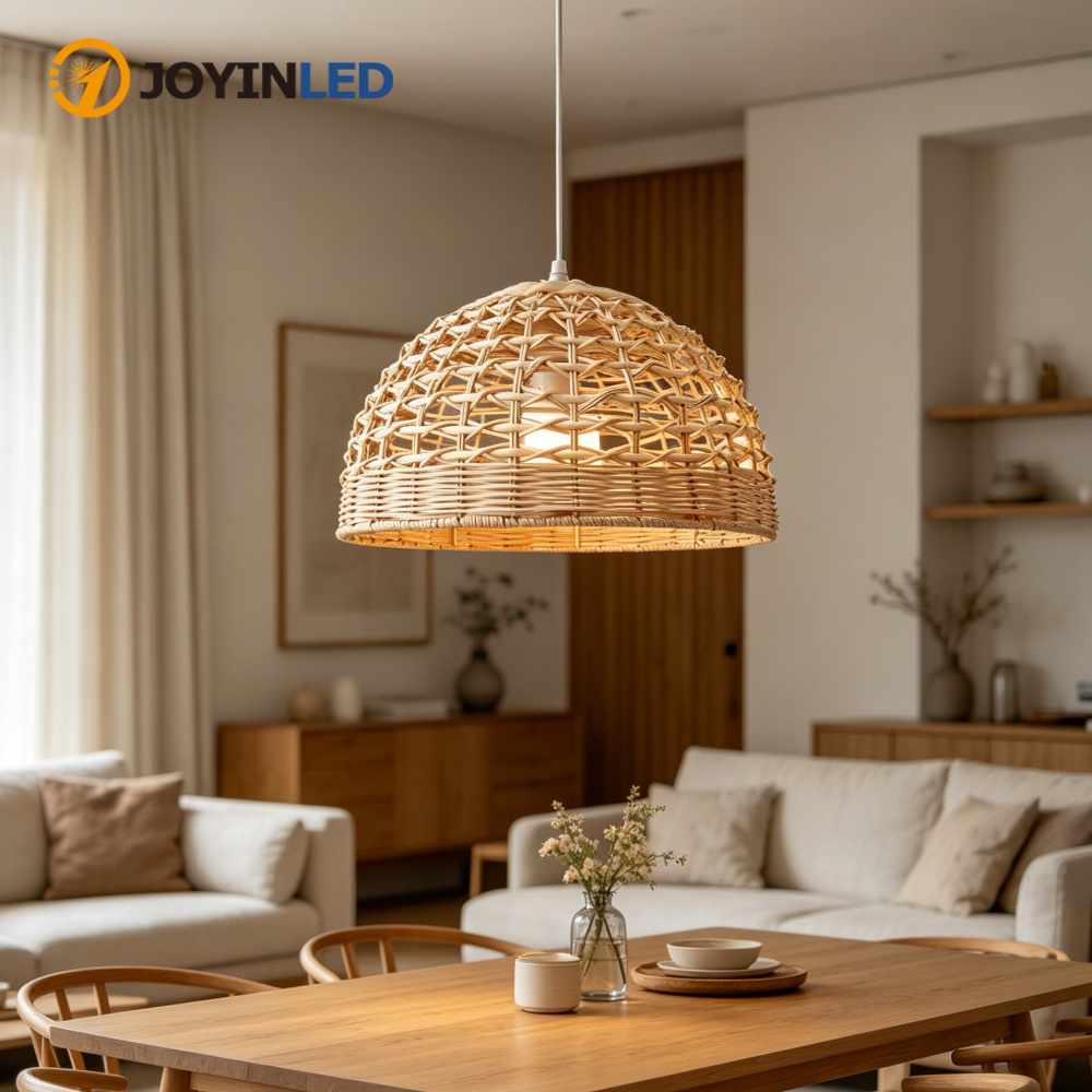 Wicker Pendant Shade - Żyrandol w stylu japońskim JOYINLED, rattanowa