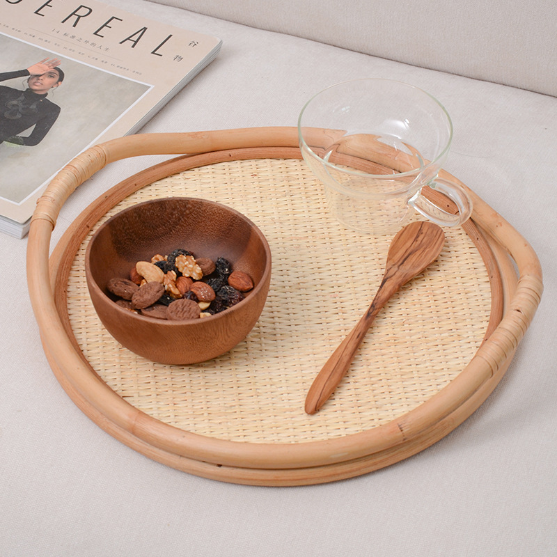 Rattan Tray Handle - Taca z naturalnego rattanu, ozdobna taca