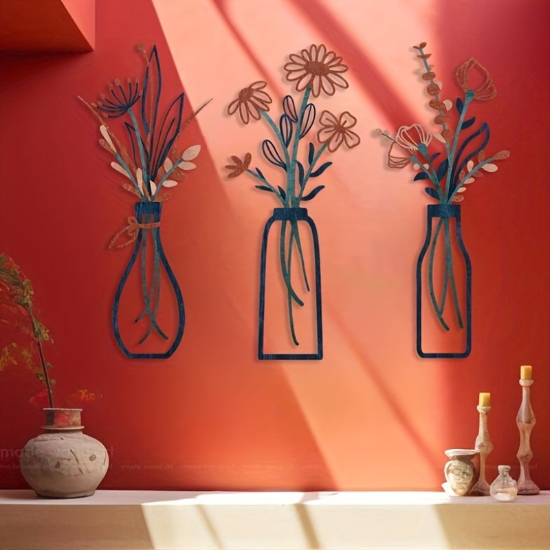 Interior Design Home - 3 Duże kwiatowe rzeźby ścienne -