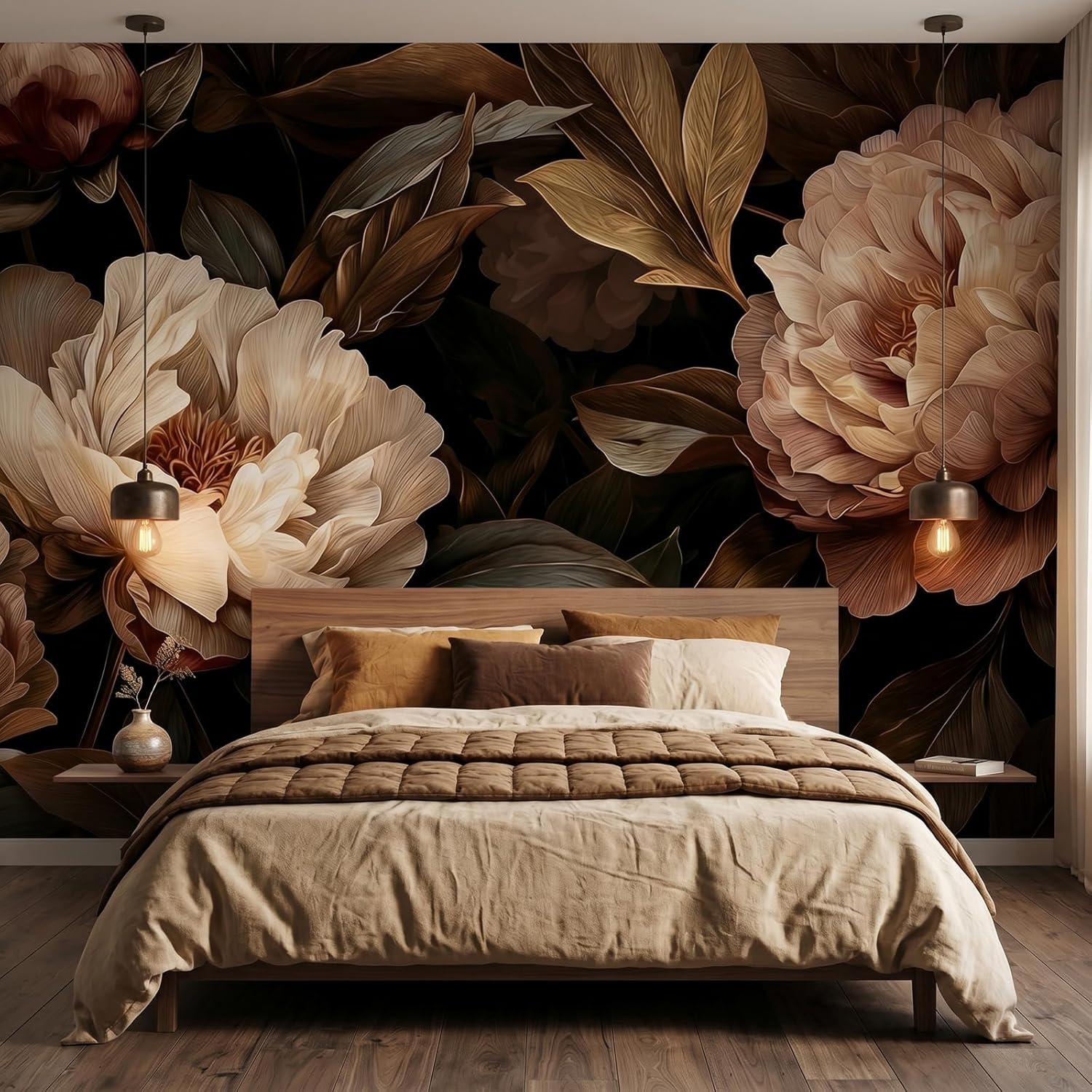 Interior Design Home - Elegancka gobelina z motywem piwonii, kwiatowa