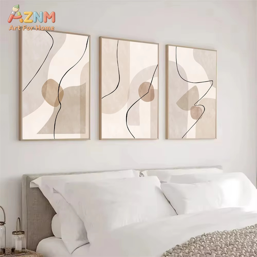 Interior Design Poster - Abstrakcyjne Beżowe Geometryczne Linie Obraz na