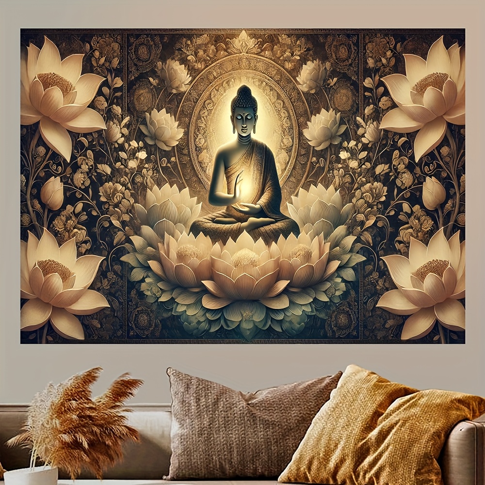 Interior Design Zen - Gobelin Ścienny z Motywem Lotosu Buddy,