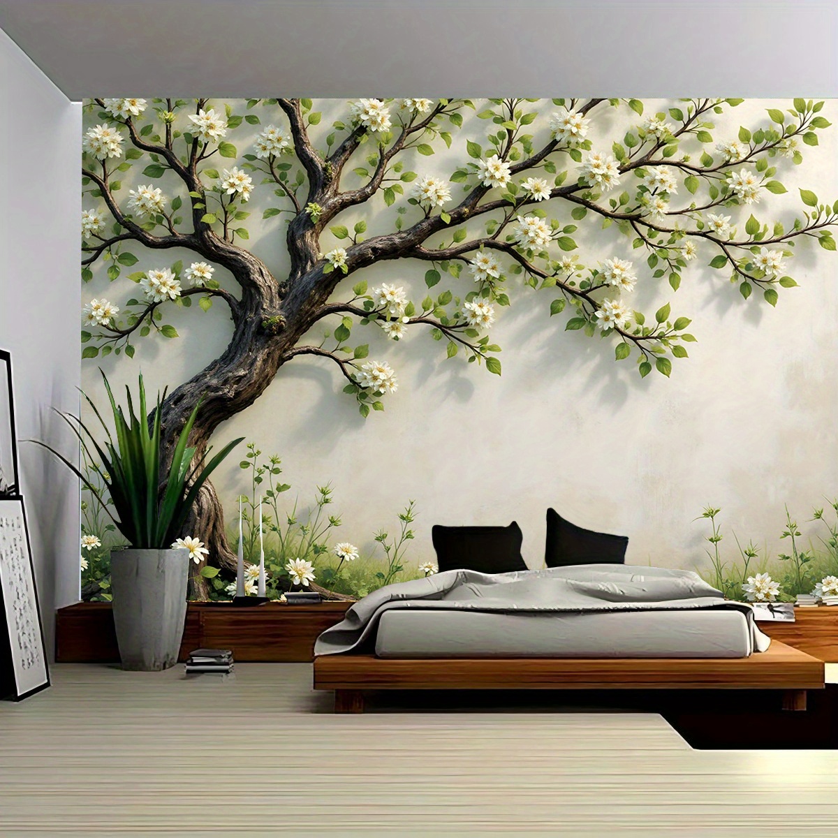 Interior Design Zen - Mural ścienny 3D z kwitnącym drzewem