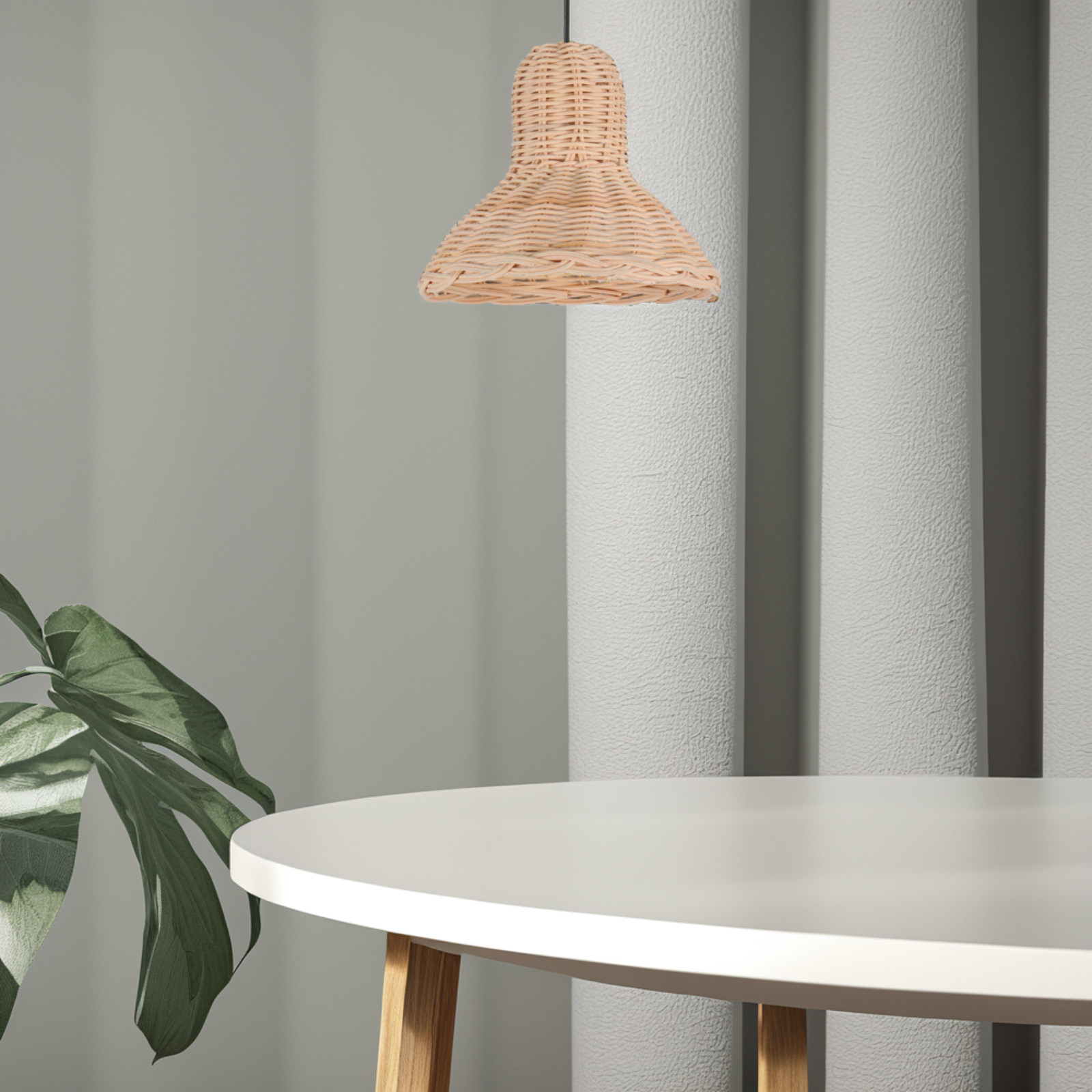 Wicker Pendant Shade - Abażur rattanowy, ręcznie tkany, naturalny abażur