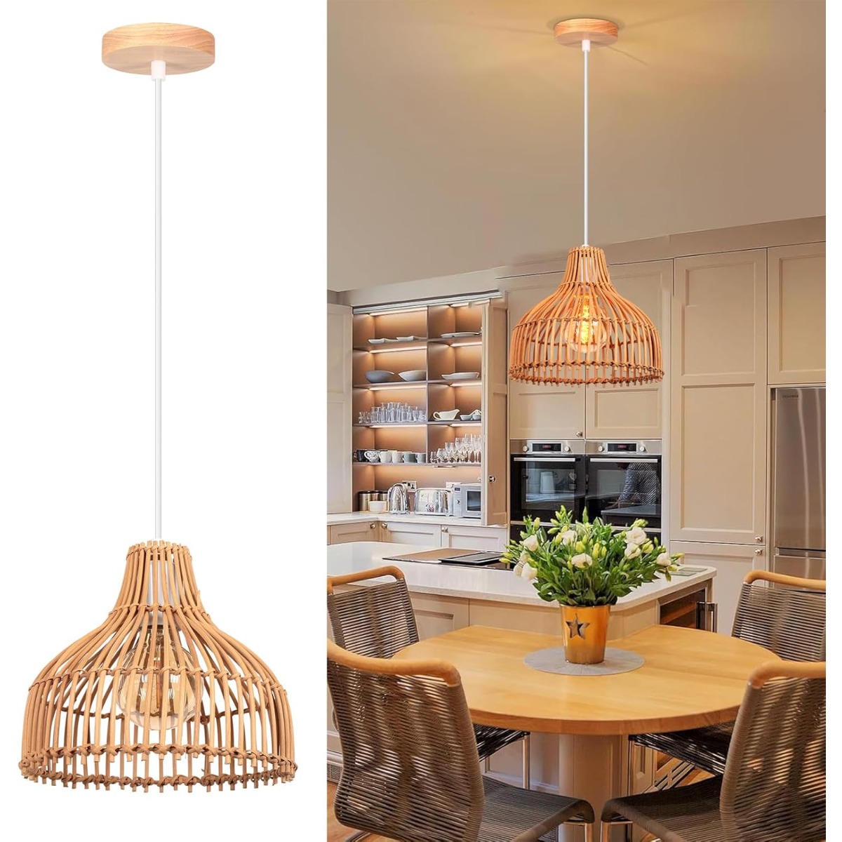 Lampa wisząca z rattanu w styl – Wicker Pendant Shade recenzja i cena