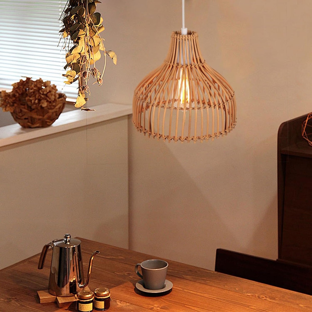 Lampa wisząca z rattanu w styl – Wicker Pendant Shade recenzja i cena