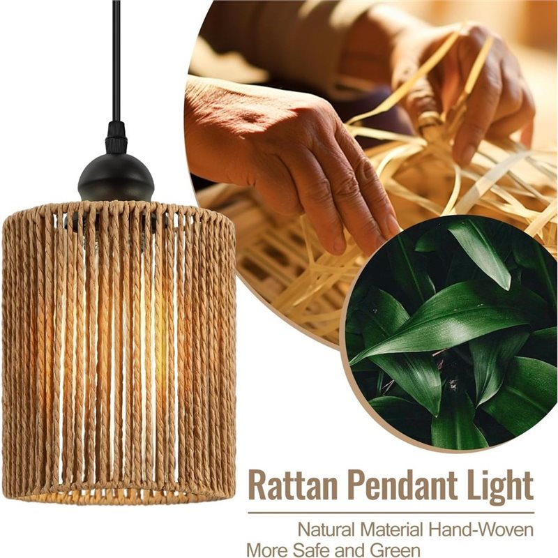 ABKL - Ręcznie Tkana Wiklinowa – Wicker Pendant Shade recenzja i cena