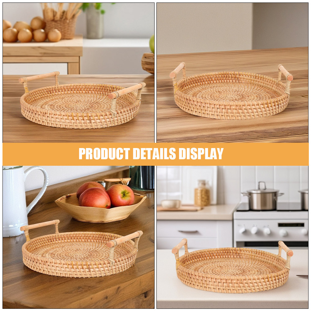Okrągła, ręcznie robiona taca  – Rattan Tray Handle recenzja i cena